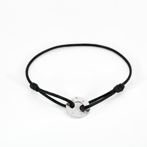 Bracelet DINH VAN - Cible R16 - Bracelet sur cordon en Or blanc et Diamants 58 Facettes DV7353-1