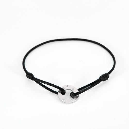 DINH VAN - Cible R16 - Bracelet sur cordon en Or blanc et Diamants