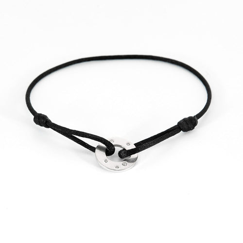 Bracelet DINH VAN - Cible R16 - Bracelet sur cordon en Or blanc et Diamants 58 Facettes DV7353-1