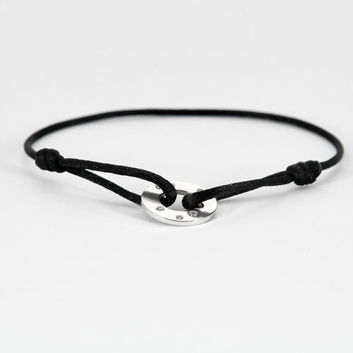 Bracelet DINH VAN - Cible R16 - Bracelet sur cordon en Or blanc et Diamants 58 Facettes DV7353-1