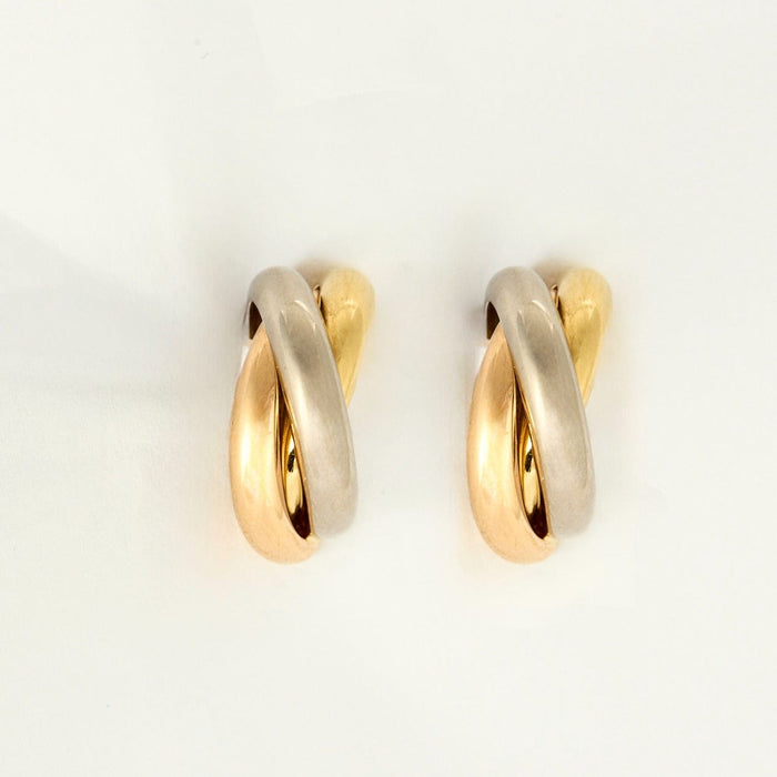 Boucles d'oreilles CARTIER- TRINITY-Créoles trois ors  jaune, blanc et rose 58 Facettes DV7242-1