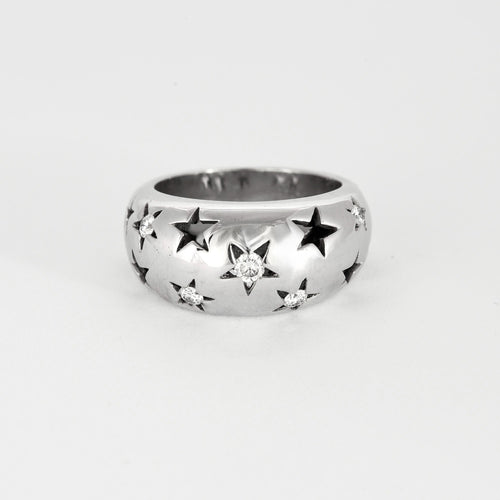 CHAUMET - Jonc Etoilé - Bague Or blanc et Diamants