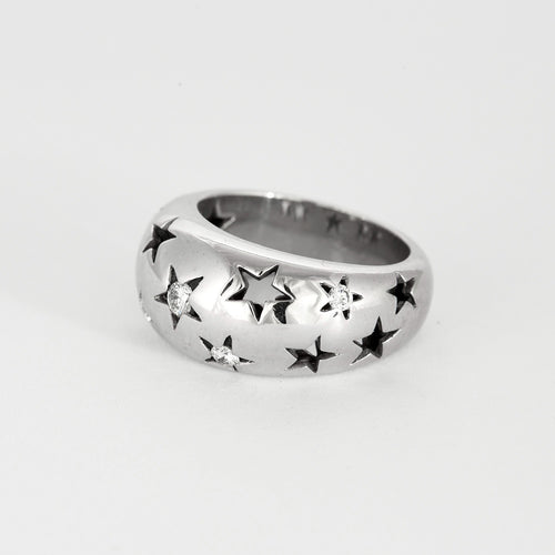 CHAUMET - Jonc Etoilé - Bague Or blanc et Diamants