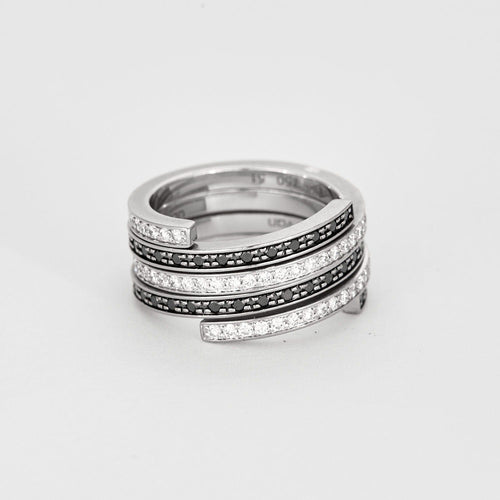 Bague 51 DINH VAN - Spirale - Deux bagues, Or blanc et Diamant 58 Facettes DV8253-2-51-1