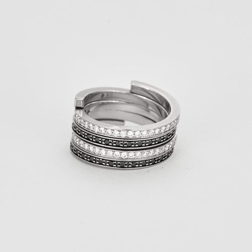 Bague 51 DINH VAN - Spirale - Deux bagues, Or blanc et Diamant 58 Facettes DV8253-2-51-1