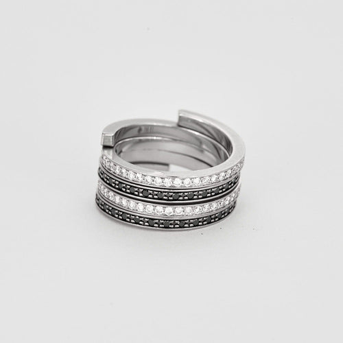 Bague 51 DINH VAN - Spirale - Deux bagues, Or blanc et Diamant 58 Facettes DV8253-2-51-1