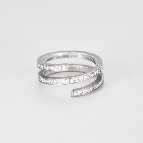 Bague 51 DINH VAN - Spirale - Deux bagues, Or blanc et Diamant 58 Facettes DV8253-2-51-1