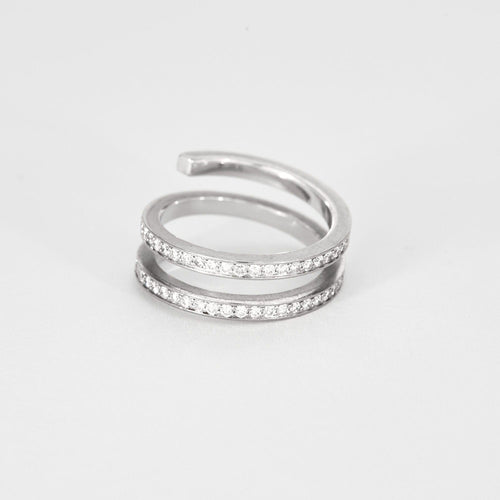 Bague 51 DINH VAN - Spirale - Deux bagues, Or blanc et Diamant 58 Facettes DV8253-2-51-1