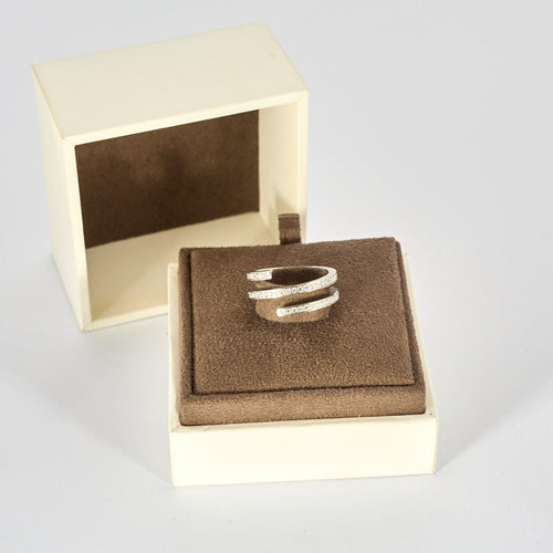 Bague 51 DINH VAN - Spirale - Deux bagues, Or blanc et Diamant 58 Facettes DV8253-2-51-1