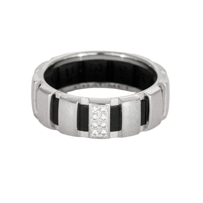 Bague 57 CHAUMET- CLASS ONE Or blanc , diamants et caoutchouc 58 Facettes DDV6969-1-57-3