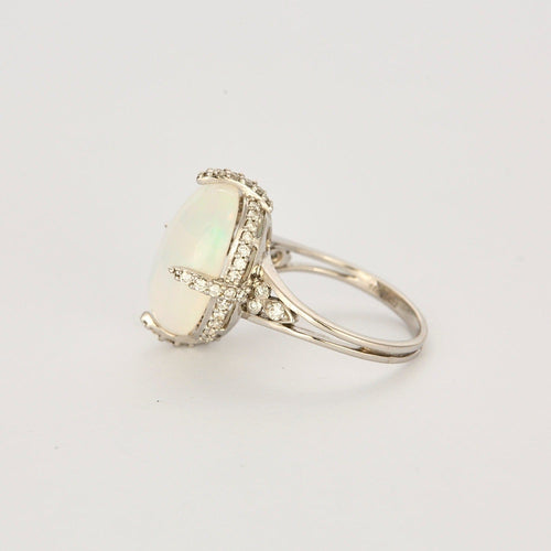 Bague 53 Bague Opale, or gris et diamants 58 Facettes DV8259-1