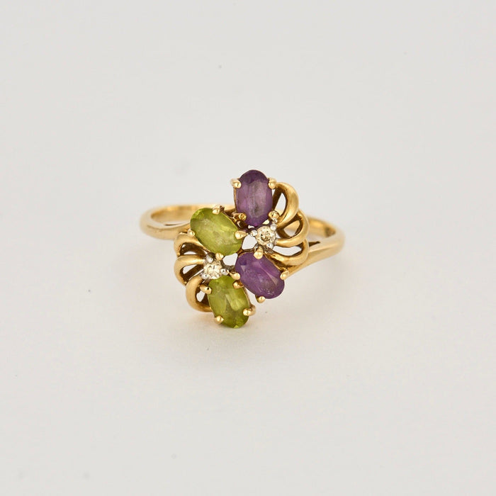 Bague 58 Bague en Or jaune, Améthystes, Péridots et Diamants 58 Facettes DV3841-13-58-2