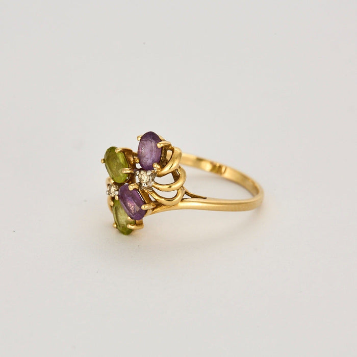 Bague 58 Bague en Or jaune, Améthystes, Péridots et Diamants 58 Facettes DV3841-13-58-2