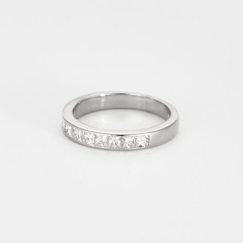 Bague 51 Demi-Alliance or blanc et diamants 58 Facettes DV7010-2-51-2