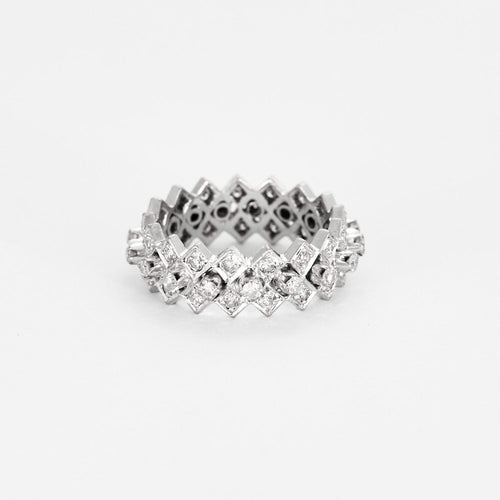 Bague 52 Alliance américaine or blanc et diamants 58 Facettes DV0781-4-52-2