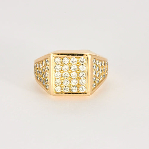 Bague 63 Chevalière or jaune et diamants 58 Facettes DV2187-1-63-2