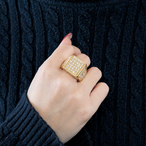 Bague 63 Importante Chevalière or jaune et diamants 58 Facettes DV2187-2-63-2