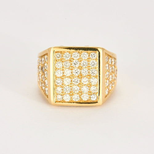 Bague 63 Importante Chevalière or jaune et diamants 58 Facettes DV2187-2-63-2