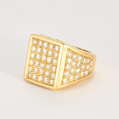 Bague 63 Importante Chevalière or jaune et diamants 58 Facettes DV2187-2-63-2