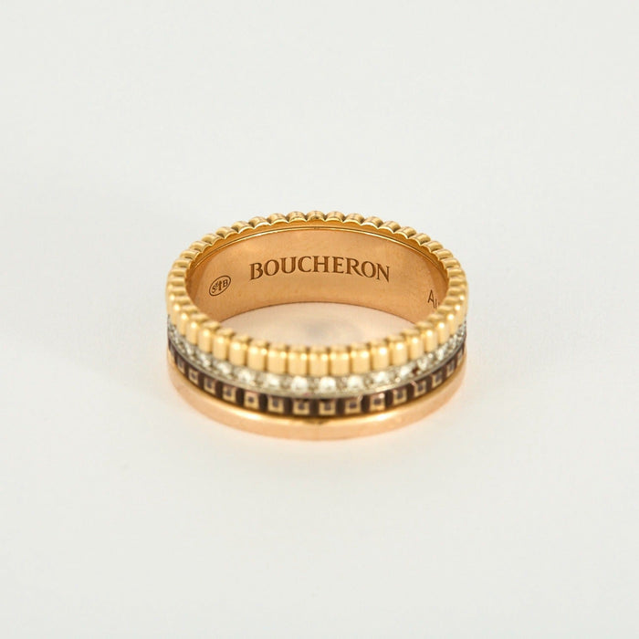 Bague 53 BOUCHERON - Quatre Classique Small - Or rose, blanc, jaune et Diamants et PVD marron 58 Facettes DDV8241-2