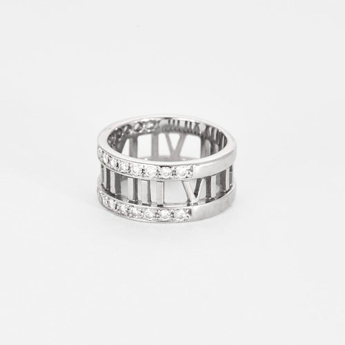 Bague 52 TIFFANY - Atlas - Bague Or blanc et Diamants 58 Facettes DDV8241-3-52