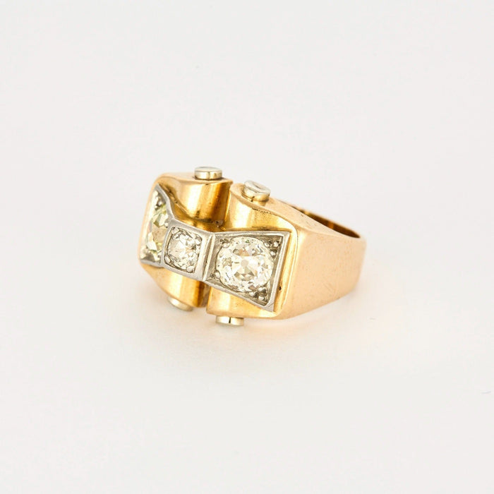 Bague 53 Bague Tank en or jaune et diamants 58 Facettes DV0777-6-53-2