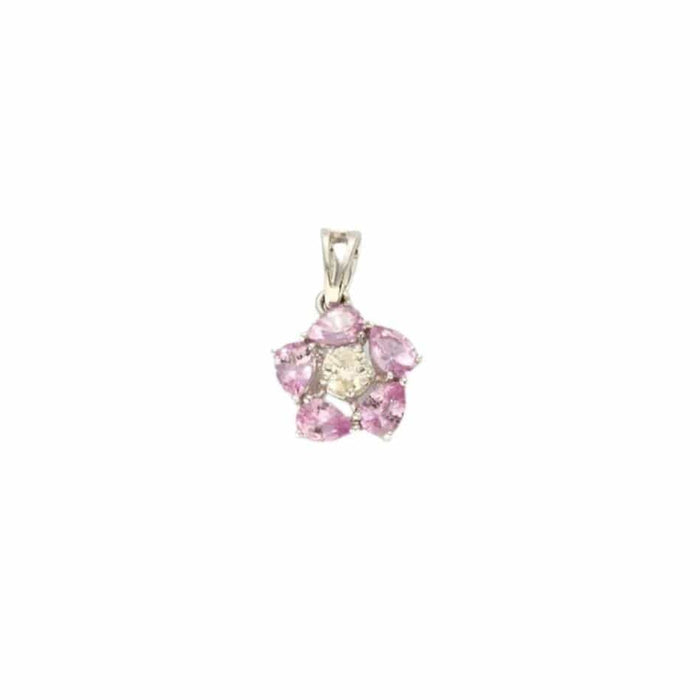 Pendentif Pendentif Fleur en or blanc et saphirs roses 58 Facettes DV5707-9