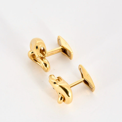 Boutons de manchette BOUCHERON - TROUBLE SERPENT - Bouton de manchettes en or jaune et émail noir 58 Facettes DV4198-1