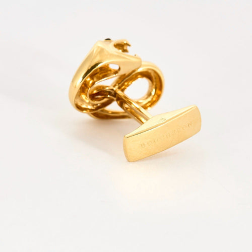 Boutons de manchette BOUCHERON - TROUBLE SERPENT - Bouton de manchettes en or jaune et émail noir 58 Facettes DV4198-1