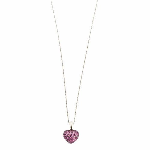 Collier CHOPARD - Collier pendentif Coeur or blanc et saphirs roses 58 Facettes DV0822-1