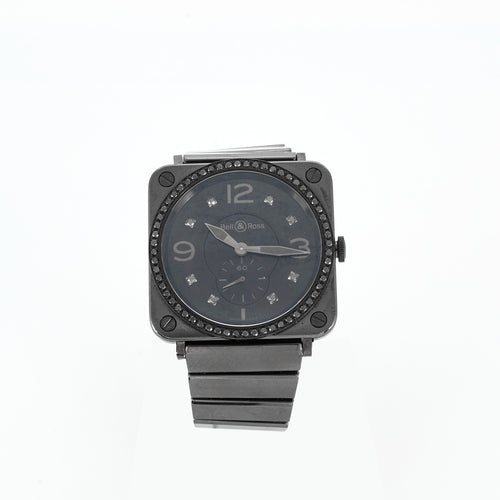 BELL & ROSS - BR-S 98 Phantom - Montre en céramique noire, acier et diamants