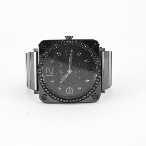 BELL & ROSS - BR-S 98 Phantom - Montre en céramique noire, acier et diamants