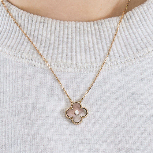 Collier VAN CLEEF & ARPELS - ALHAMBRA -  Collier or rose, nacre et diamant 58 Facettes DDV9207-1