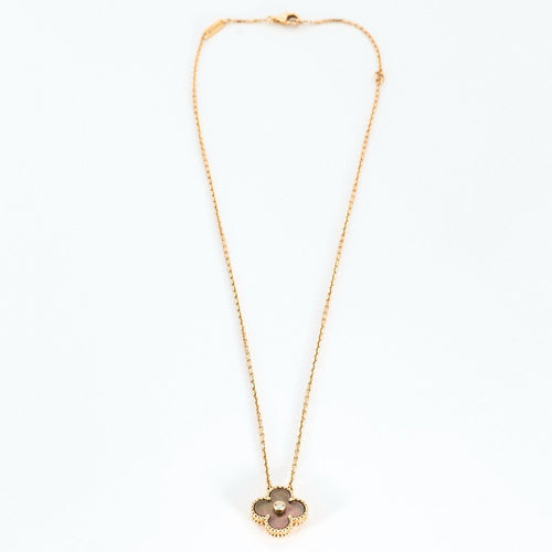 Collier VAN CLEEF & ARPELS - ALHAMBRA -  Collier or rose, nacre et diamant 58 Facettes DDV9207-1