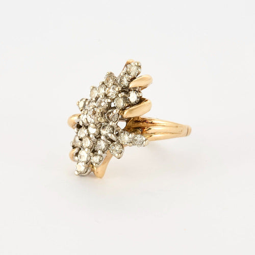 Bague 53 Bague "Feuillage" en or deux tons jaune et blanc et diamants. 58 Facettes DV0827-4-53-2