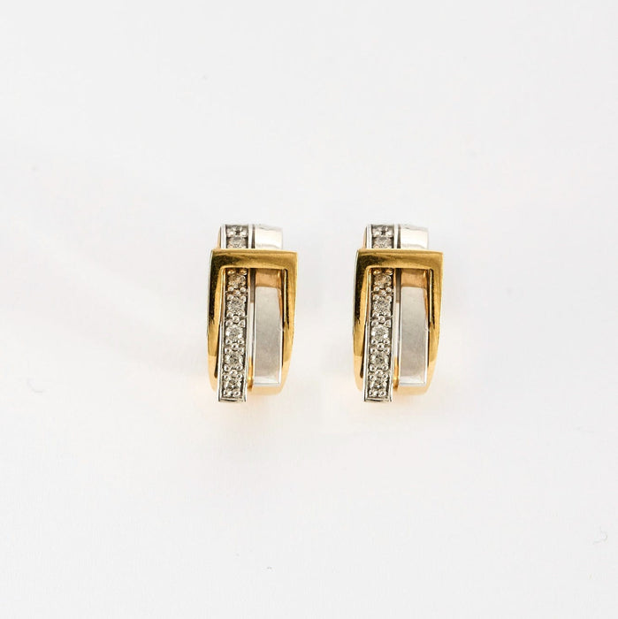 Boucles d'oreilles GUY LAROCHE - Boucles d'oreilles en or deux tons jaune et gris, diamants 58 Facettes DV1488-2