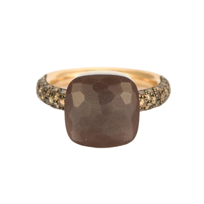 Bague 55 POMELLATO - Nudo Maxi - Bague en Or rose, Pierre de lune et Diamants cognac 58 Facettes DV0184-21-DV0736-1