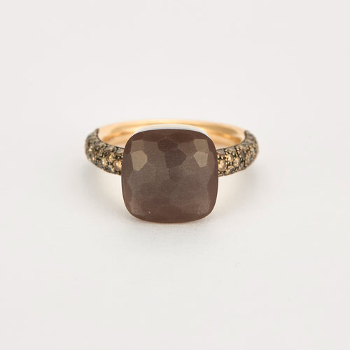 POMELLATO - Nudo Maxi - Bague en Or rose, Pierre de lune et Diamants cognac