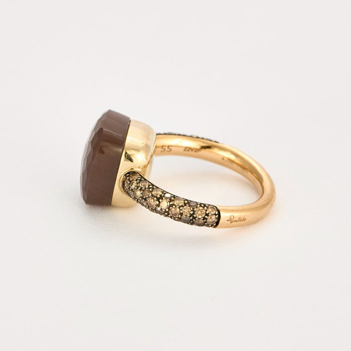 Bague 55 POMELLATO - Nudo Maxi - Bague en Or rose, Pierre de lune et Diamants cognac 58 Facettes DV0184-21-DV0736-1