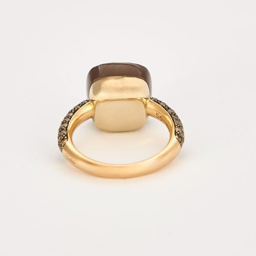 Bague 55 POMELLATO - Nudo Maxi - Bague en Or rose, Pierre de lune et Diamants cognac 58 Facettes DV0184-21-DV0882-1