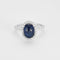 Bague 54.5 Bague or blanc, saphir cabochon et pavage de diamants 58 Facettes DV0125-8-545-2