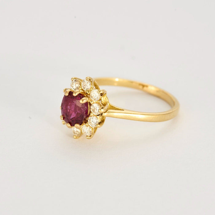 Bague 51 Bague Marguerite en or jaune, rubis et diamants 58 Facettes DV0800-1-51-2