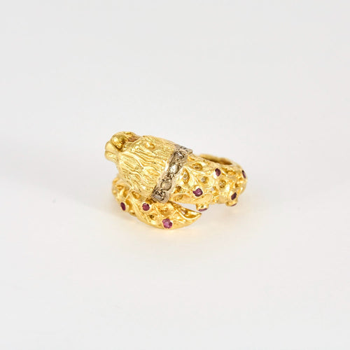 Bague 51 ZOLOTAS - Bague "Chimère" en or jaune, diamants et rubis 58 Facettes DV0833-1-51-2