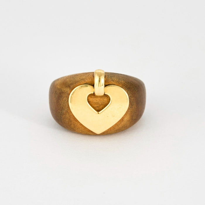 Bague 52 POIRAY - COEUR SECRET- Bague en or jaune et bois de santal 58 Facettes DV0834-2-52-1