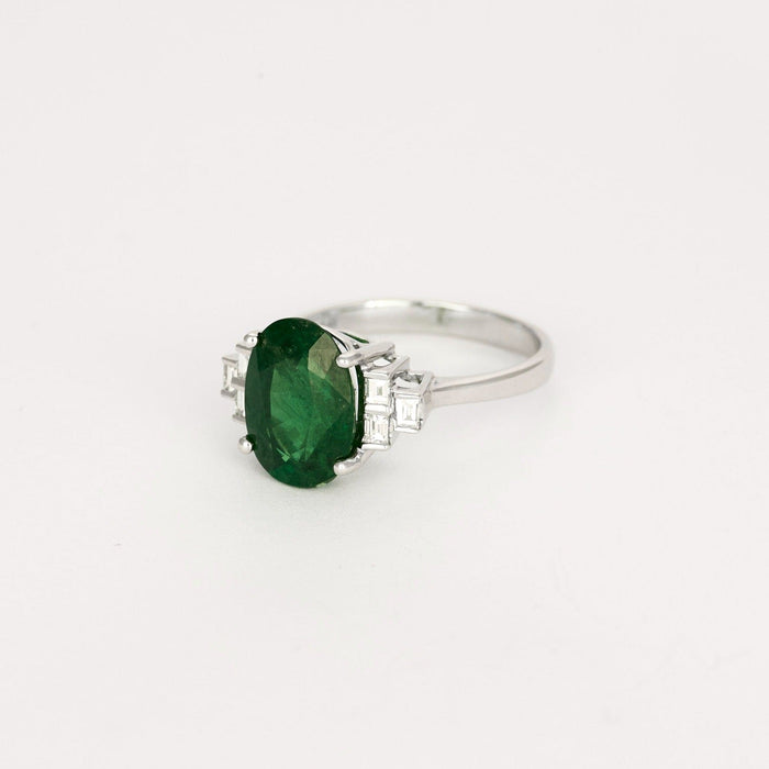 Bague 53 Bague or blanc, grenat tsavorite et diamants 58 Facettes DV0671-22-53-2