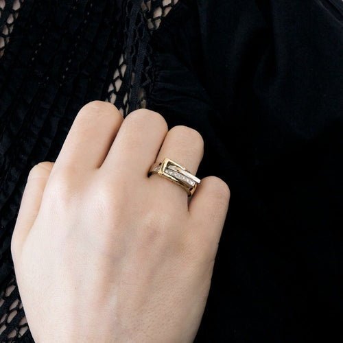 GUY LAROCHE- 2 inele de aur, galben si alb si diamante