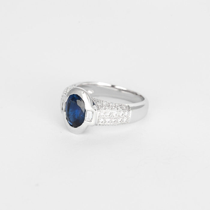 Bague 51 Bague en or blanc, saphir et diamants 58 Facettes DV7594-1-51-2