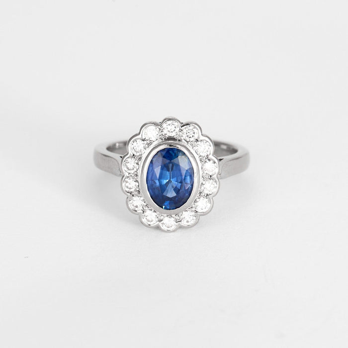 Bague 50 Bague Marguerite en or gris, saphir et diamants 58 Facettes DV0803-50-2