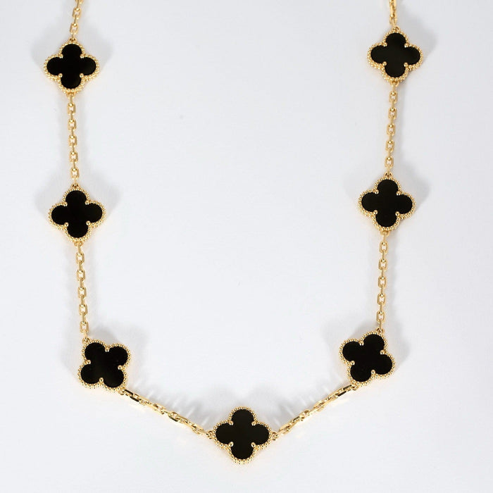 Collier VAN CLEEF & ARPELS - Alhambra - Collier 10 motifs, onyx et or jaune 58 Facettes DV0830-9