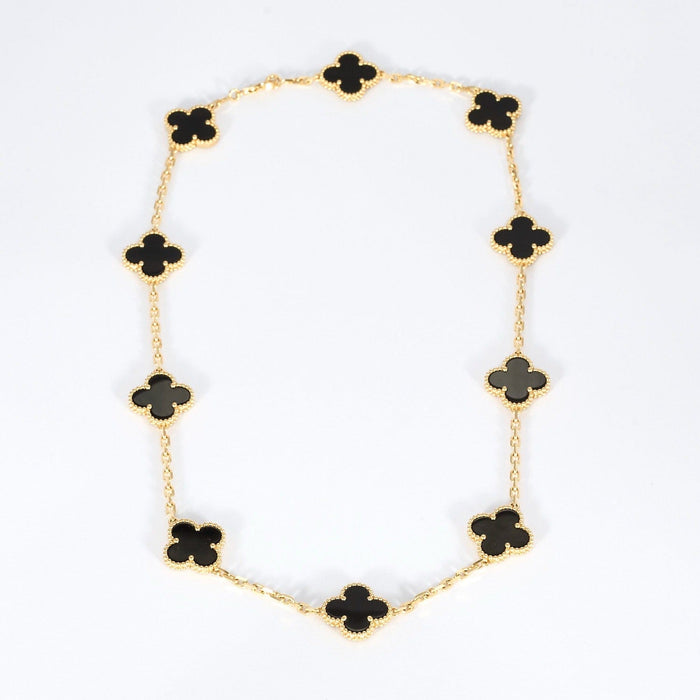 Collier VAN CLEEF & ARPELS - Alhambra - Collier 10 motifs, onyx et or jaune 58 Facettes DV0830-9